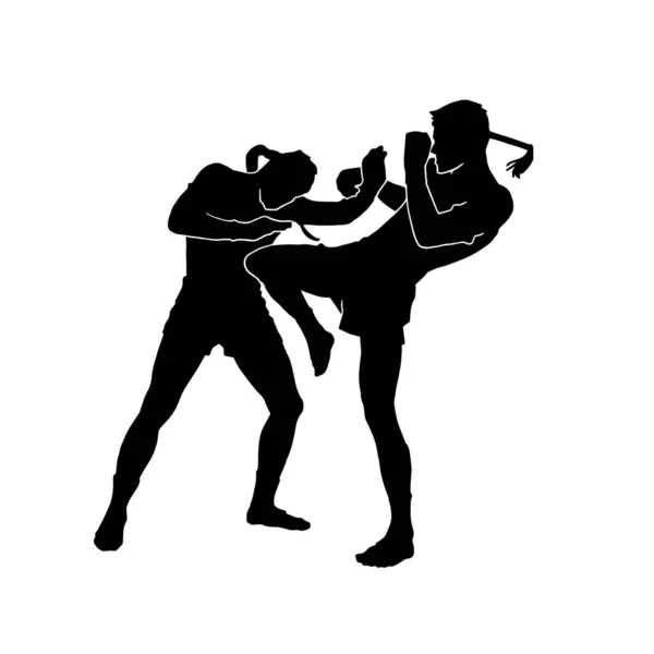 Vector Ilustración Muay Masculino Tailandés Atleta Artes Marciales Sobre Fondo — Archivo Imágenes Vectoriales