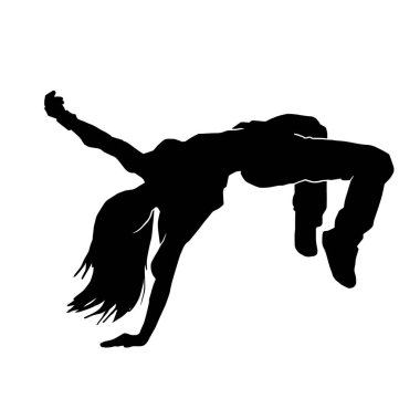 Beyaz arka planda kadın hip-hop modern dansçı vektör çizimi