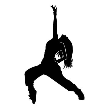 Beyaz arka planda kadın hip-hop modern dansçı vektör çizimi