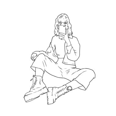 Selfie çeken genç bir kızın robot resmi.