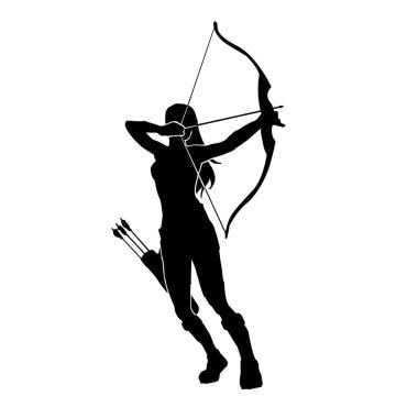 Beyaz arka planda kabile okçusu savaşçı kız vektör çizimi