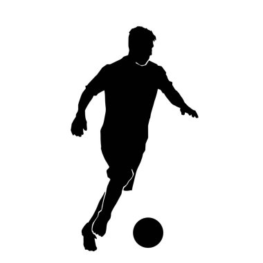 Beyaz arkaplanda erkek futbolcunun vektör silueti