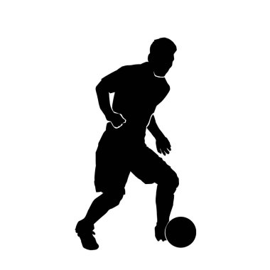 Beyaz arkaplanda erkek futbolcunun vektör silueti