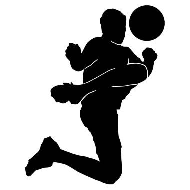 Beyaz arkaplanda erkek futbolcunun vektör silueti