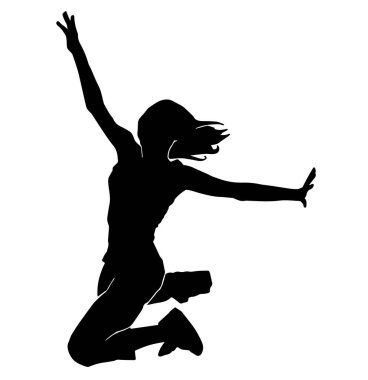 Genç hip-hop dansçısı, beyaz arka planda aşırı hareketli vektör silueti var.