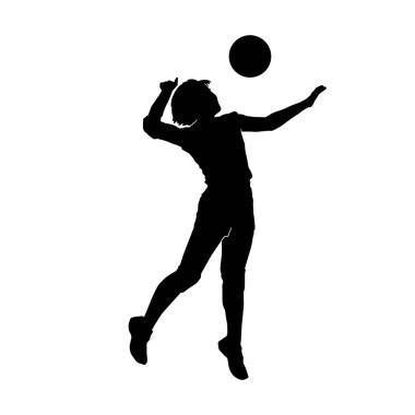 Beyaz arka planda vektör siluet voleybol atleti