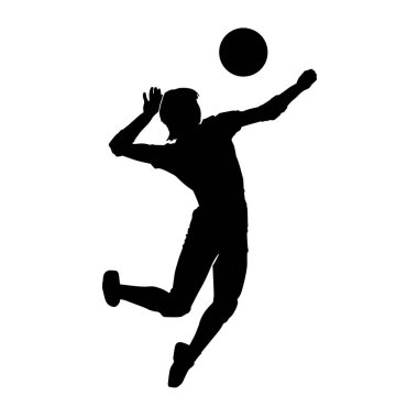 Beyaz arka planda vektör siluet voleybol atleti