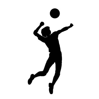 Beyaz arka planda vektör siluet voleybol atleti