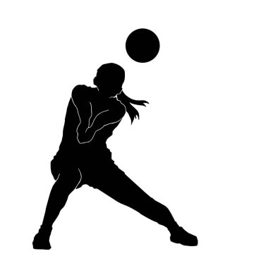 Beyaz arka planda vektör siluet voleybol atleti