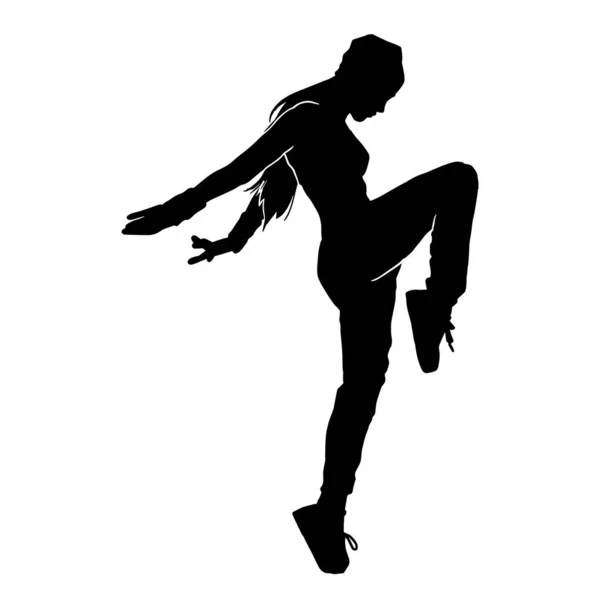 Θηλυκό Hip Hop Σύγχρονη Χορεύτρια Διανυσματική Απεικόνιση Λευκό Φόντο — Διανυσματικό Αρχείο