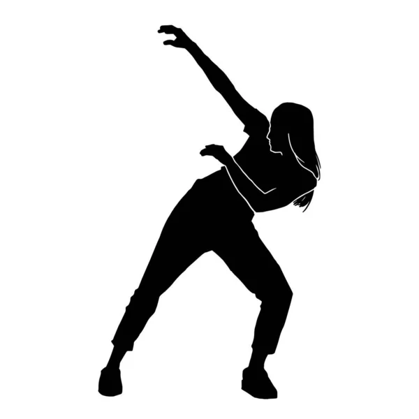 女性ヒップホップ現代ダンサーベクトル図上の白い背景 — ストックベクタ