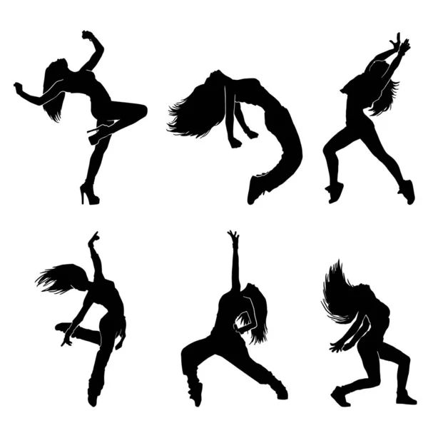 Conjunto Hip Hop Femenino Moderno Bailarín Vector Ilustración Sobre Fondo — Archivo Imágenes Vectoriales