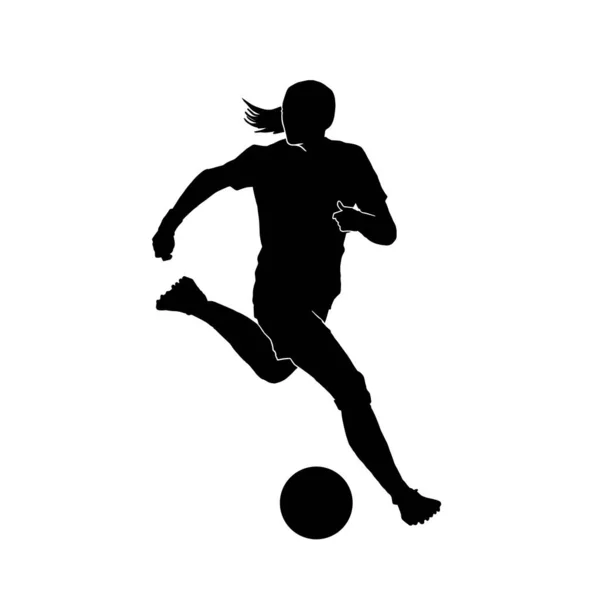 Διανυσματική Απεικόνιση Ενός Γυναικείου Ποδοσφαιριστή Κινουμένων Σχεδίων Λευκό Φόντο — Διανυσματικό Αρχείο