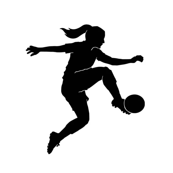 Vector Ilustración Jugador Fútbol Dibujos Animados Femenino Sobre Fondo Blanco — Vector de stock