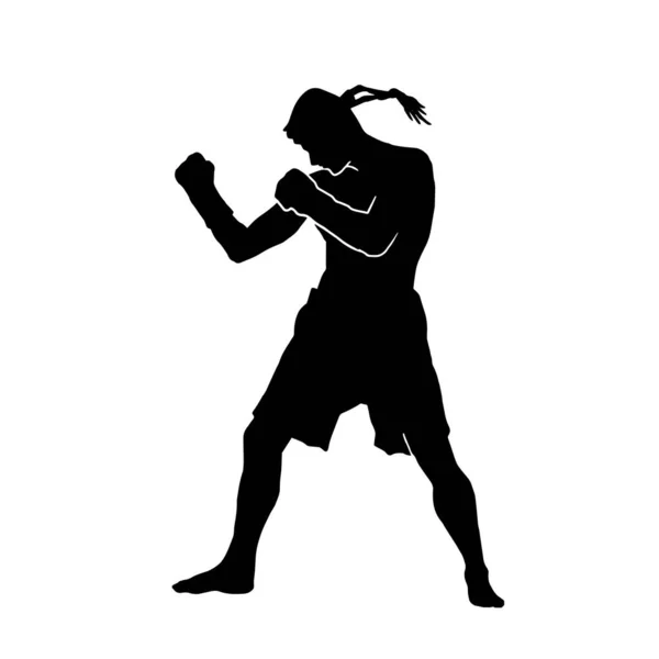 Illustration Vectorielle Athlète Masculin Muay Thai Arts Martiaux Sur Fond — Image vectorielle