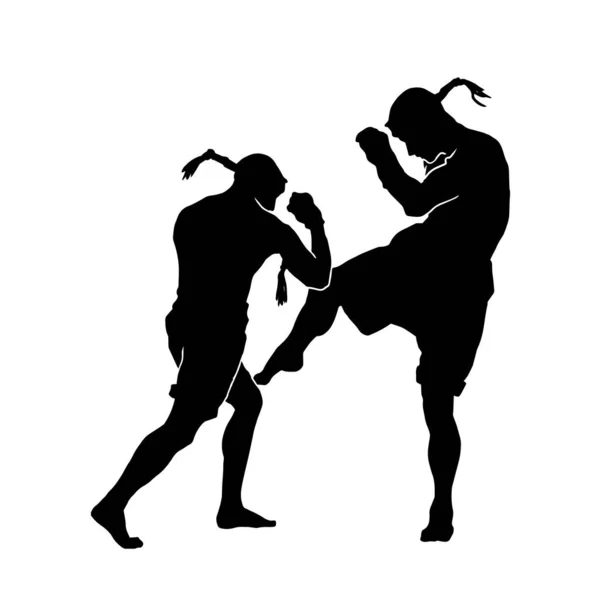 Vektor Illustration Mandlige Muay Thai Kampsport Atlet Hvid Baggrund – Stock-vektor