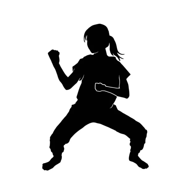 Vektor Illustration Eines Jungen Mädchens Kampfsportlerin Auf Weißem Hintergrund — Stockvektor