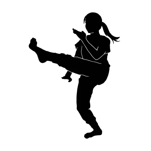 Vector Illustration Young Girl Martial Arts Athlete White Background — Stock Vector