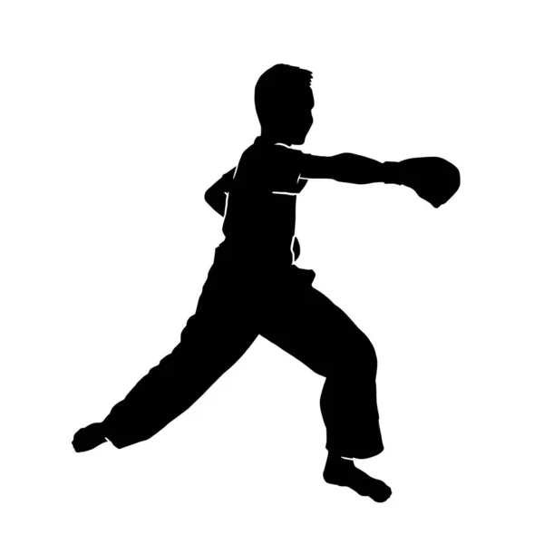 Kickboxing Αθλητής Γάντι Διάνυσμα Σιλουέτα Λευκό Φόντο — Διανυσματικό Αρχείο