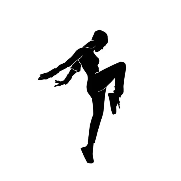 Joven Bailarina Hip Hop Femenina Con Silueta Vectorial Movimiento Extremo — Archivo Imágenes Vectoriales