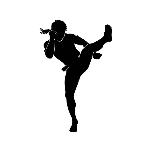 男性ムエタイ武術選手の白い背景のベクトルイラスト — ストックベクタ