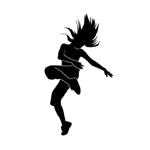 Giovane Ballerina Hip Hop Con Estrema Silhouette Vettoriale Movimento Sfondo — Vettoriale Stock