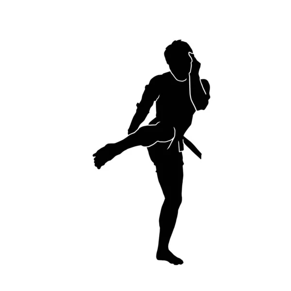 Vektor Illustration Des Männlichen Muay Thai Kampfsportlers Auf Weißem Hintergrund — Stockvektor