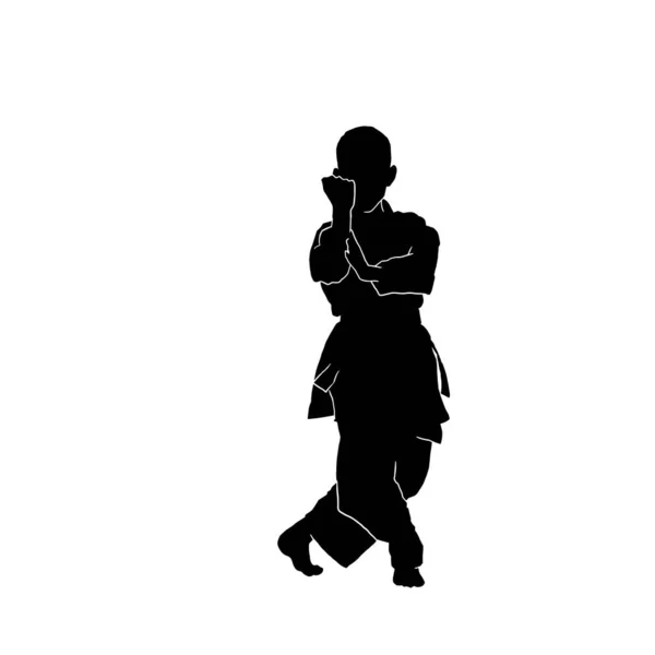 Vektor Illustration Eines Jungen Männlichen Karate Athleten Kimono Uniform Auf — Stockvektor