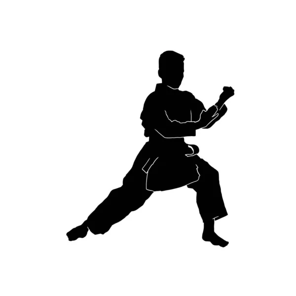 Ilustración Vectorial Joven Atleta Karate Masculino Con Uniforme Kimono Sobre — Archivo Imágenes Vectoriales