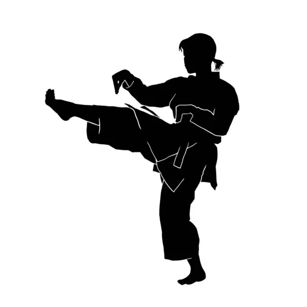 Silueta Vectores Atleta Artes Marciales Con Traje Kimono Sobre Fondo — Archivo Imágenes Vectoriales