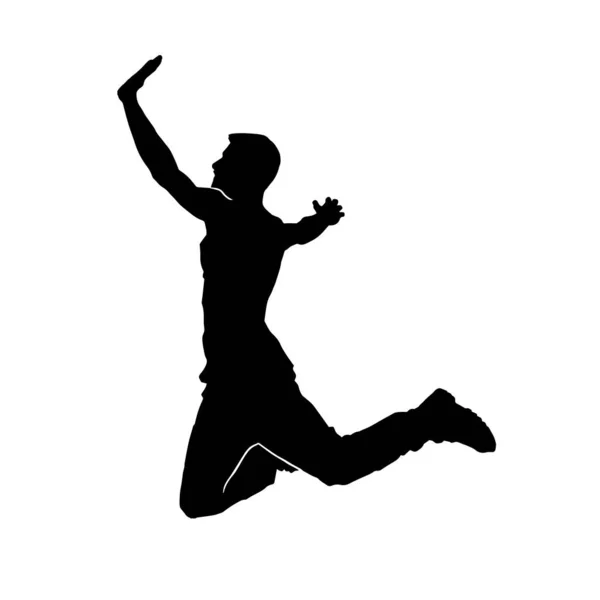 Молода Хіп Хоп Танцівниця Екстремальним Рухом Векторний Силует Білому Тлі — стоковий вектор