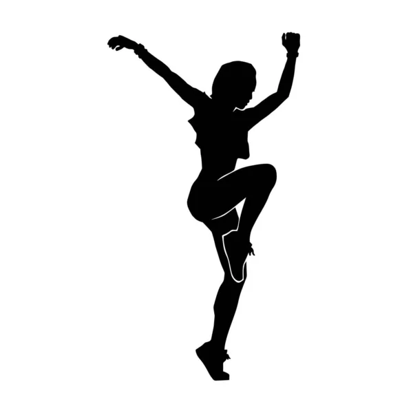 Young Hip Hop Dancer Extreme Movement Vector Silhouette White Background — Stock Vector