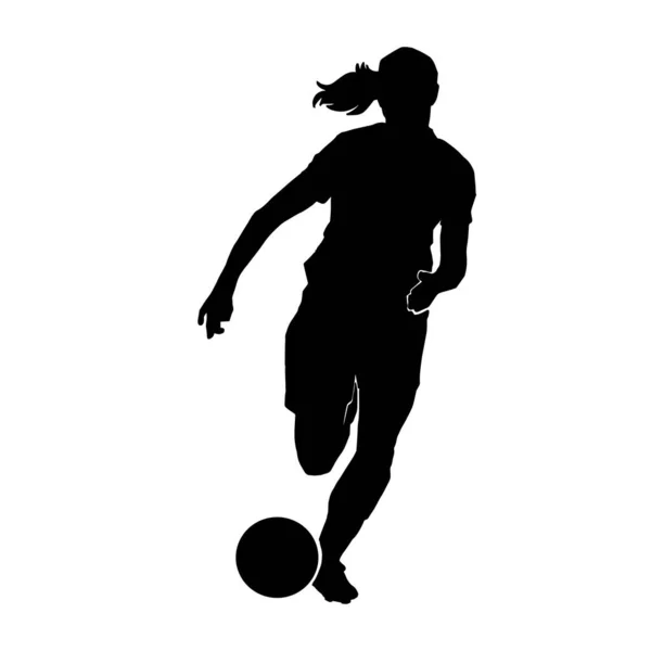 Διανυσματική Απεικόνιση Ενός Γυναικείου Ποδοσφαιριστή Κινουμένων Σχεδίων Λευκό Φόντο — Διανυσματικό Αρχείο