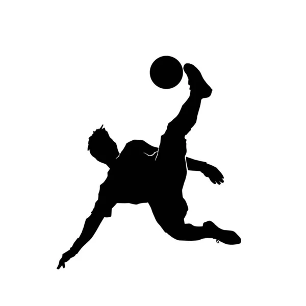 Silhouette Vettoriale Del Giocatore Calcio Maschile Sfondo Bianco — Vettoriale Stock