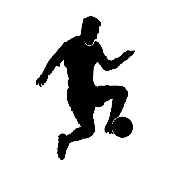 Silhouette Vectorielle Joueur Football Masculin Sur Fond Blanc — Image vectorielle