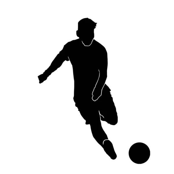 Vektor Silhouette Eines Männlichen Fußballspielers Auf Weißem Hintergrund — Stockvektor