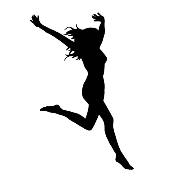 白い背景に極端な動きベクトルのシルエットを持つ若いヒップホップダンサー — ストックベクタ