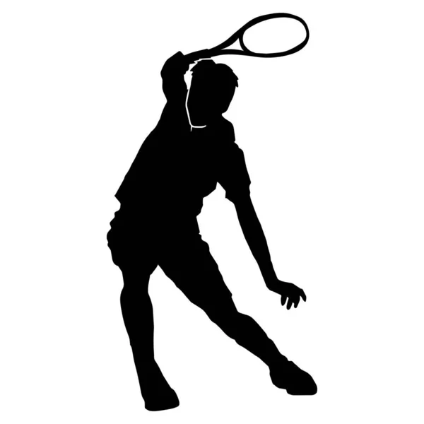 Vector Silhouette Male Tennis Player White Background — Stock Vector