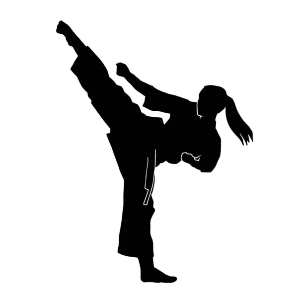 Dövüş sanatları atleti vektör silueti beyaz arkaplanda kimono giysisi giyiyor