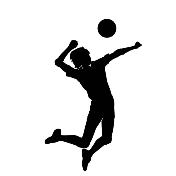 白い背景のベクトルシルエットバレーボール選手 — ストックベクタ