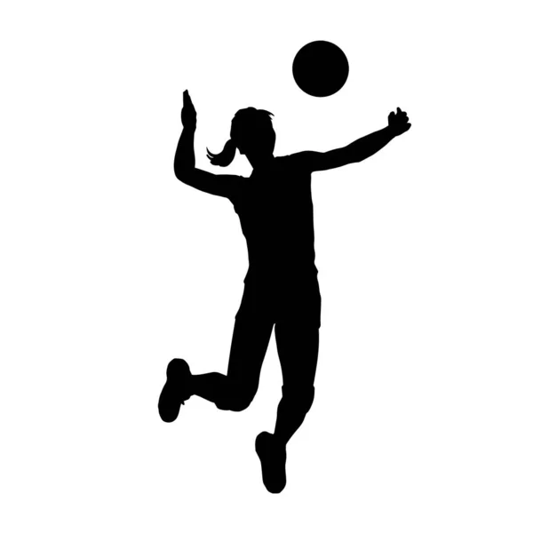 Vector Silueta Voleibol Atleta Sobre Fondo Blanco — Vector de stock
