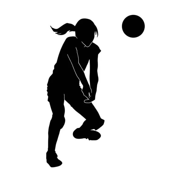 Vector Silueta Voleibol Atleta Sobre Fondo Blanco — Archivo Imágenes Vectoriales