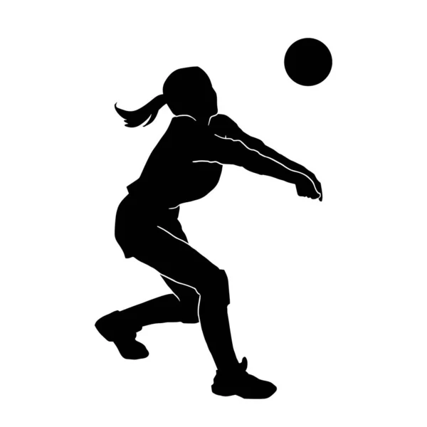 Vector Silueta Voleibol Atleta Sobre Fondo Blanco — Archivo Imágenes Vectoriales