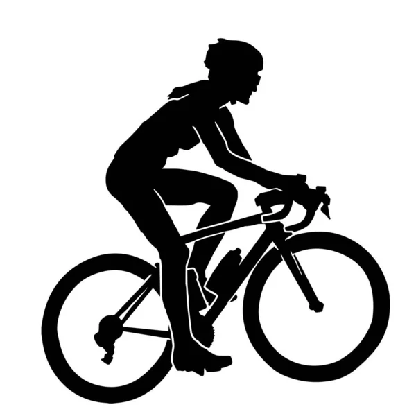 Silueta Vectorială Unei Persoane Echitație Bicicletă Fundal Alb — Vector de stoc