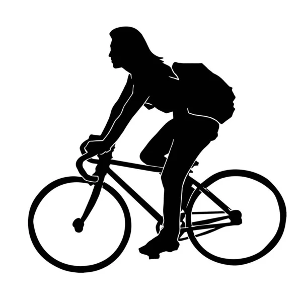 Διανυσματική Σιλουέτα Ενός Ατόμου Που Κάνει Ποδήλατο Λευκό Φόντο — Διανυσματικό Αρχείο