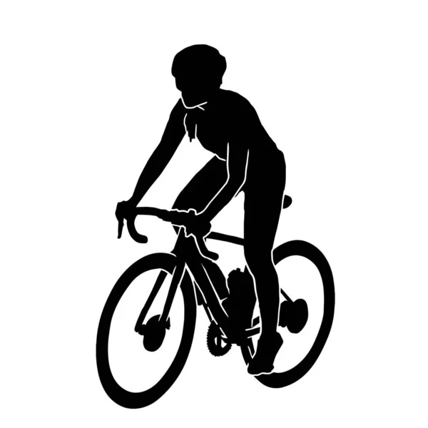 白い背景に自転車に乗っている人のベクトルシルエット — ストックベクタ