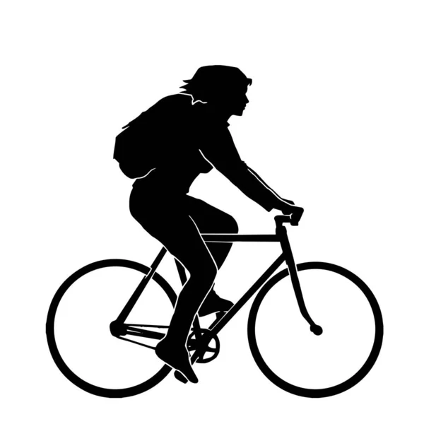 Διανυσματική Σιλουέτα Ενός Ατόμου Που Κάνει Ποδήλατο Λευκό Φόντο — Διανυσματικό Αρχείο
