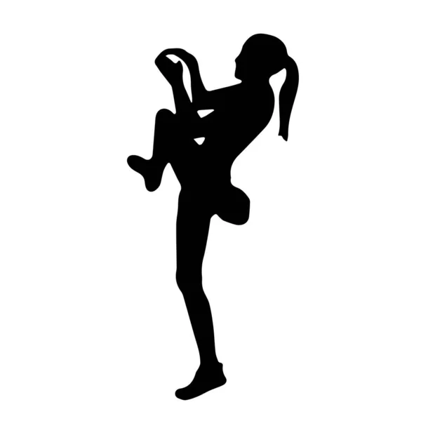 Silhouette Vectorielle Athlète Féminine Escalade Sur Fond Blanc — Image vectorielle