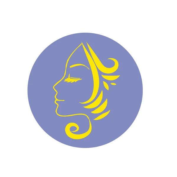 Stilisierte Schöne Frauengesicht Mit Langen Haaren Silhouette Logo Oder Symbol — Stockvektor