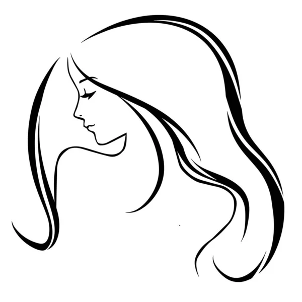 Cara Mujer Bonita Con Una Silueta Pelo Largo Logotipo Símbolo — Vector de stock